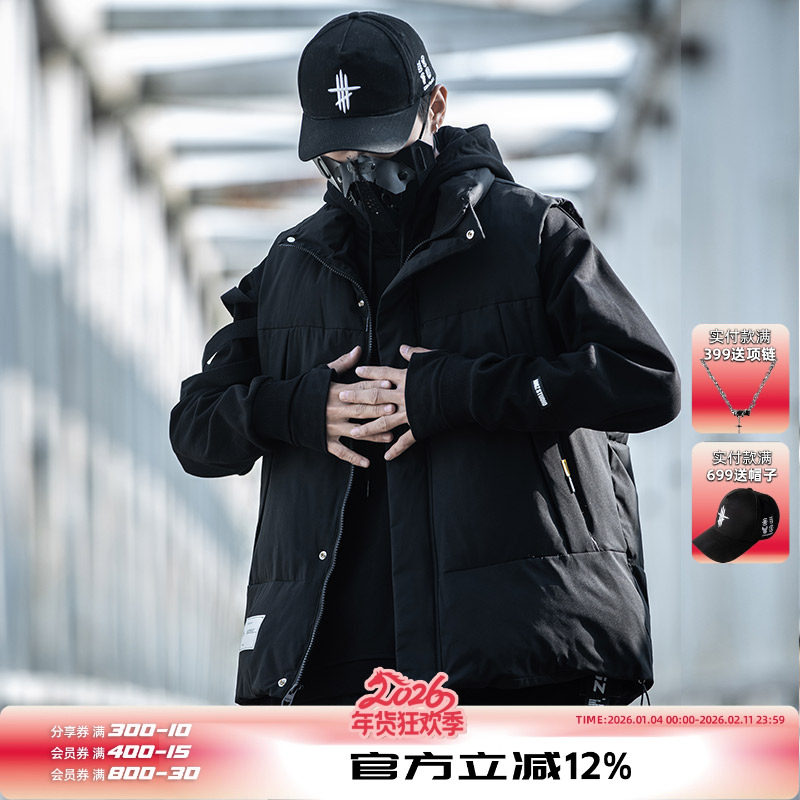 AOGZ棉马甲男秋冬季2025新款外穿背心外套坎肩爆款工装机能马夹潮