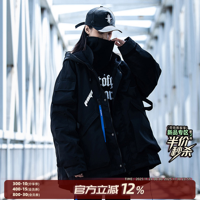 AOGZ连帽秋冬oversize工装冲锋衣