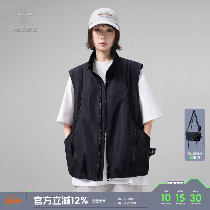 AOGZ美式机能风马甲男士2026春夏新款户外无袖坎肩女背心工装外套
