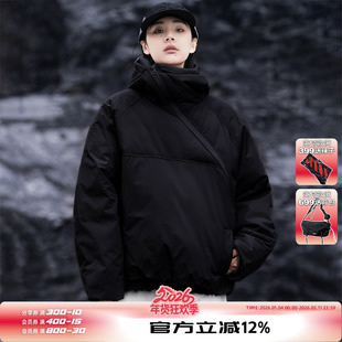 小彬国潮斜拉链设计感连帽棉服2025新款冬季男女户外保暖百搭外套