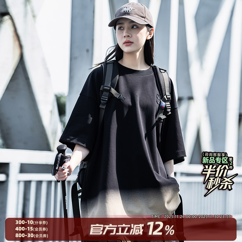 AOGZ重磅复古渐变印花短袖T恤男女夏季情侣宽松百搭休闲半袖体恤