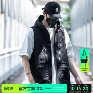 马夹背心工装 AOGZ国潮牌机能风马甲男士 连帽无袖 2025新款 外套 薄款