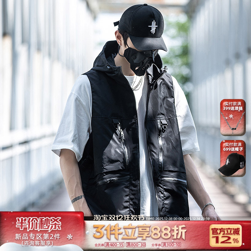 机能风马甲宽松无袖工装外套