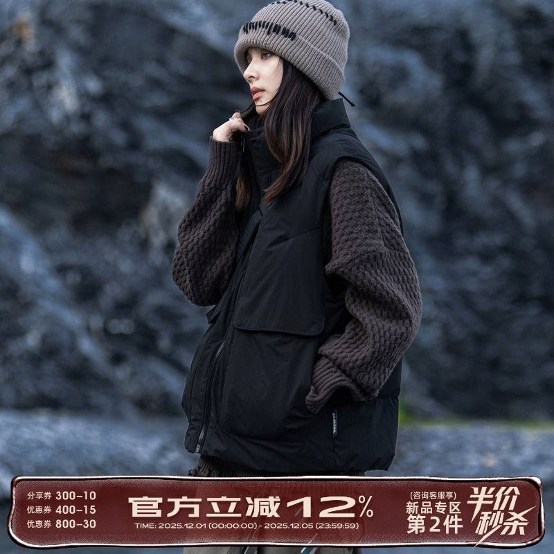 AOGZ工装羽绒马甲男2025新款冬季宽松加厚保暖爆款外套女外穿背心