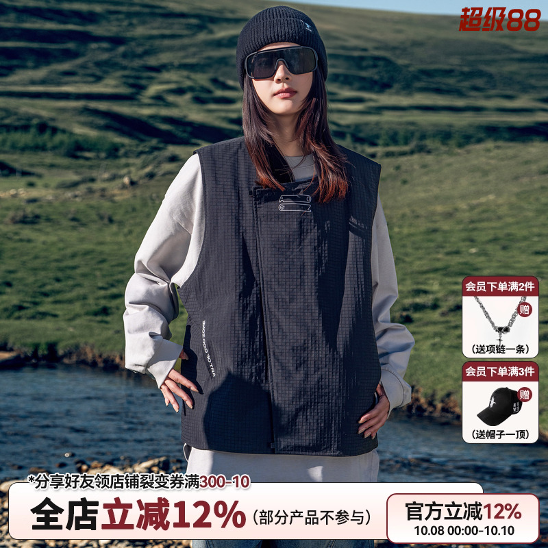 AOGZ工装羽绒服马甲男女轻薄秋冬新款情侣白鸭绒坎肩外穿背心外套