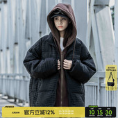 小彬国潮美式 复古白鸭绒宽松加厚保暖外套 高街宽松连帽羽绒服冬季