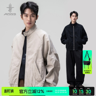 男女生百搭巴恩风夹克休闲上衣潮 新款 AOGZ美式 复古哈灵顿外套春季