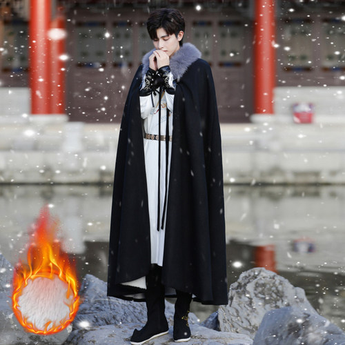 原创汉服斗篷加绒保暖