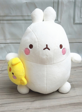 MOLANG土豆兔抱黄鸡毛绒玩具糯米萌兔团子萌浪圆公仔布娃娃少女心