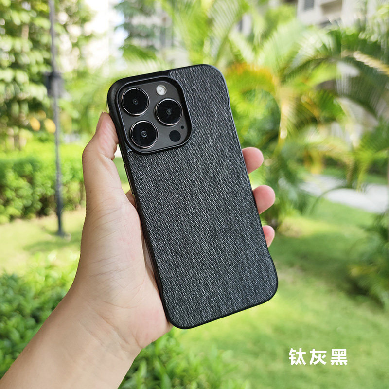无边框亚麻布适用苹果15/16/14pro手机壳大孔16e/17E半包防滑硬壳13/12/pro简约max保护套商务清爽手感