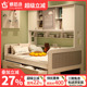 小户型一体衣柜床男孩女孩实木儿童书架床多功能床头柜储物组合床