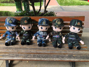 军人公仔迷彩布娃娃小孩送兵哥哥玩偶军嫂女孩生日礼物小兵军恋