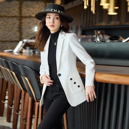 白色西装外套女春秋2025新款女士高级感小个子休闲气质西服上衣