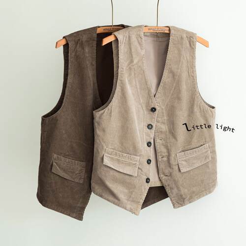 艺术感文艺灯芯绒马甲