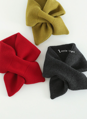双层交叉短围巾冬季搭配神器