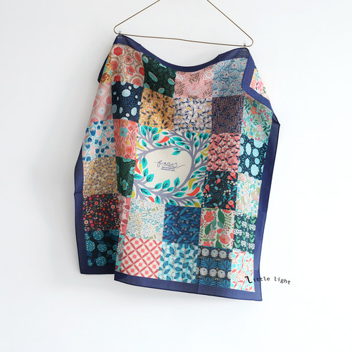 纯棉真丝印花图案丝巾复古系脖小方巾 多色可选