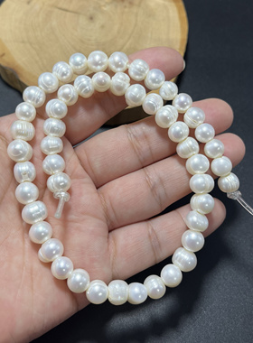 纯天然淡水巴洛克风格珍珠约8~9mm散珠半成品孔约2mm配珠隔珠项链