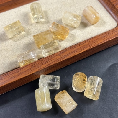 黄水晶多棱面圆柱珠圆管配珠