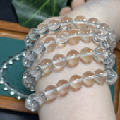 双A品质纯天然白水晶圆珠手串近净体微微极少棉手串配珠支持鉴定