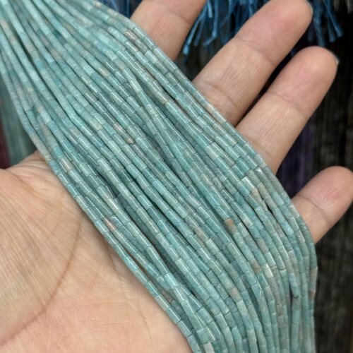 2*4mm天然石管珠天河石红木纹红绿宝散珠半成品38cm