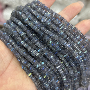 天然黑体斯里兰卡灰月光方片约5*2mm散珠半成品Diy项链手链配珠