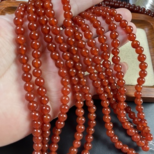 6mm番茄色鲜嫩红玛瑙圆珠散珠手工串珠饰品配珠38厘米长约62颗