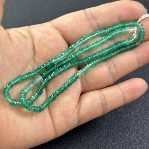 约4*1.5mm天然绿玛瑙海西切片圆珠车轮珠散珠半成品DIY项链手链