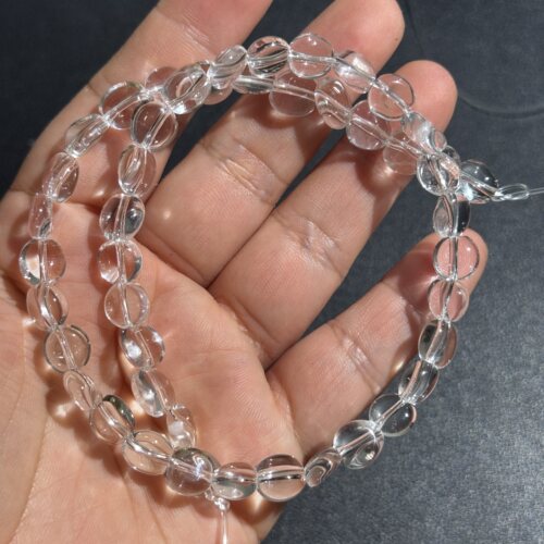 孤品-8*5mm天然双A不定性白水晶半成品37cmDiy项链手链配珠