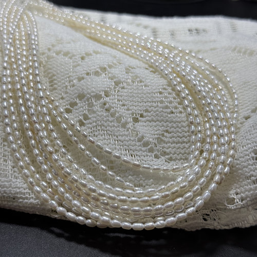 纯天然约3*4mm小米珍珠半成品散珠37cmDIY项链手链配珠光泽度好 - 封面