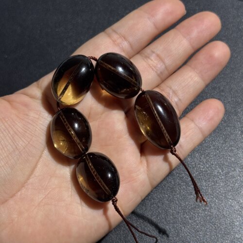 5颗天然茶晶蛋珠有微瑕约17*24mm配珠Diy项链手链配珠水晶