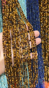 好品质3mm刻面圆面虎眼石散珠配珠锁骨链Diy手工串珠饰品黄虎眼石