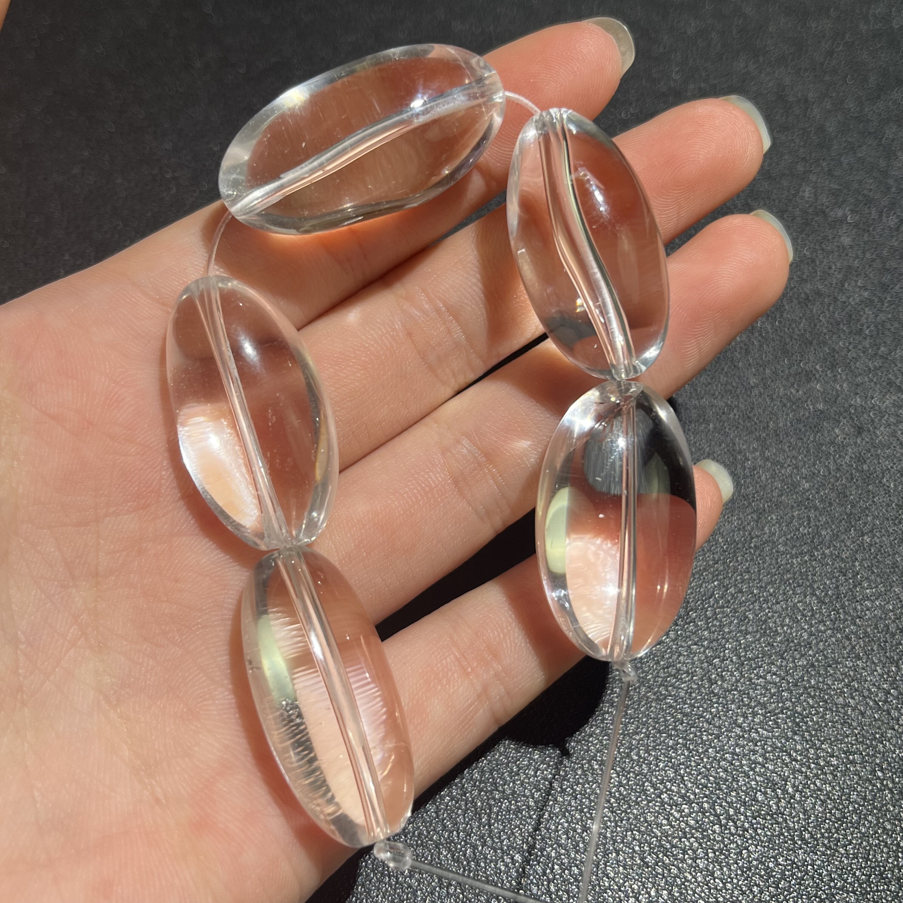 孤品-微瑕天然白水晶大橄榄珠约16*30mm配珠吊坠5颗打包