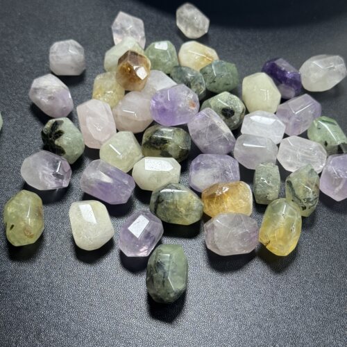 约15*20mm天然石黄水晶紫水晶葡萄石粉晶原石有孔有瑕疵8颗随机发