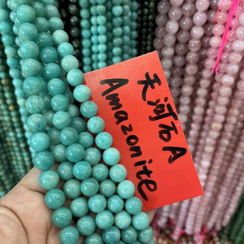 天然A货品质天河石圆珠散珠半成品一条手链项链饰品配珠