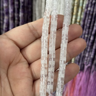 天然老矿白水晶直切隔片6 3mm散珠半成品Diy项链手链配珠