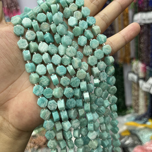 纯天然无优化六边形9*5mm天河石散珠半成品Diy项链手链配珠串珠