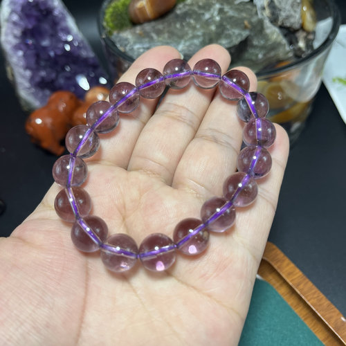 塔尖玻利维亚11mm纯紫水晶圆珠散珠单圈手链礼物闺蜜手串天然水晶