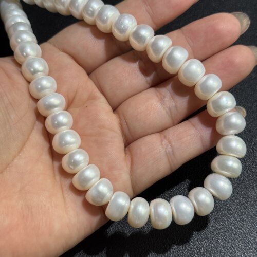 约11*8mm天然淡水珍珠面包款散珠半成品39cmDiy项链手链配珠