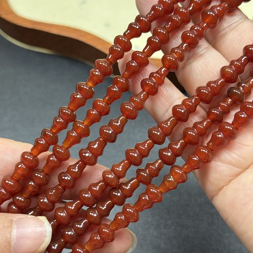 8*12mm天然红玛瑙葫芦散珠半成品Diy项链手链配珠