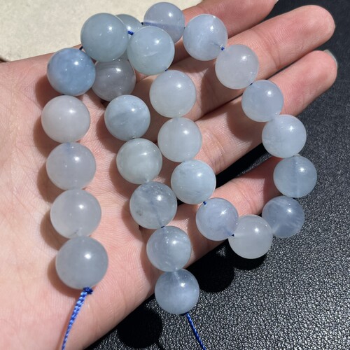 26颗打包/29cm/11.8mm天然海蓝宝圆珠散珠半成品Diy项链手链配珠