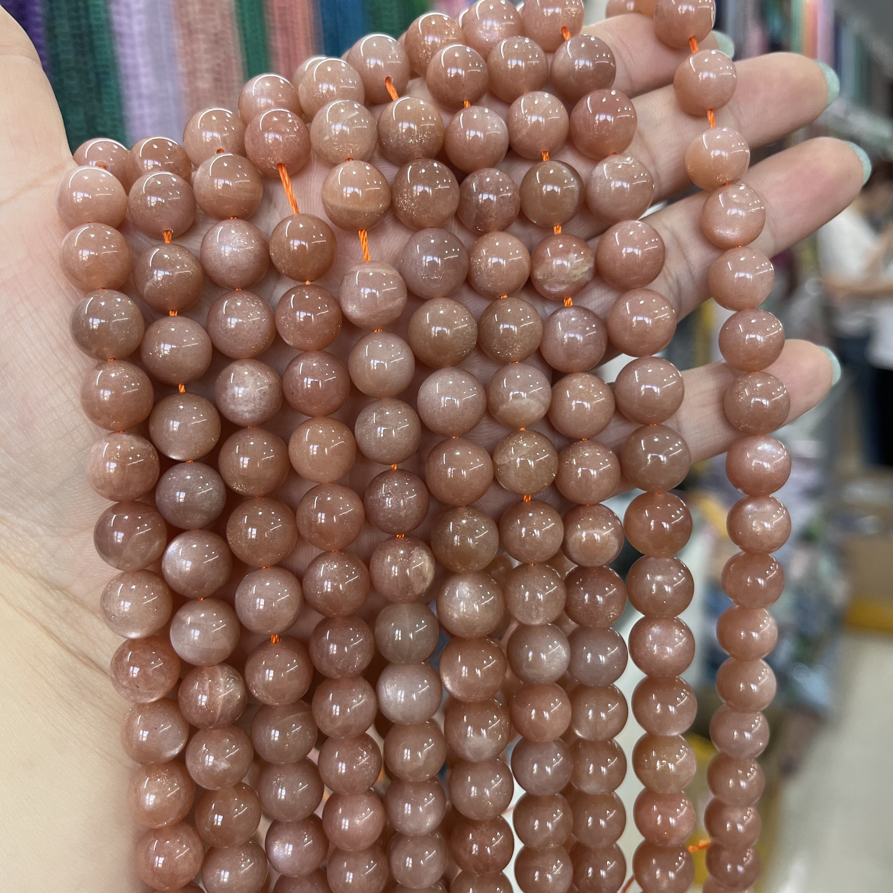 好品质10mm太阳石带星光圆珠散珠半成品一条手链配珠Diy,饰品/流行首饰/时尚饰品新,奇石,淘宝优惠券,粉丝福利购,淘宝优惠卷