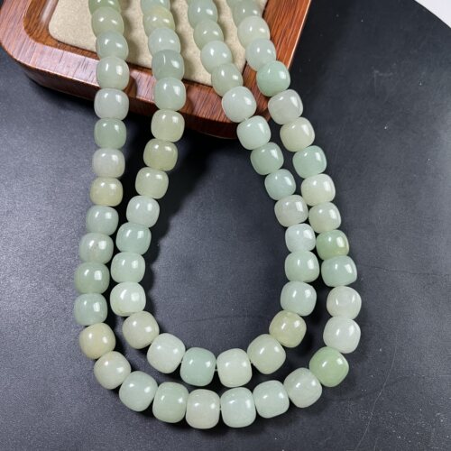 天然佘太翠玉石老型款10*9mm散珠半成品手工串珠配珠配件油润绿色