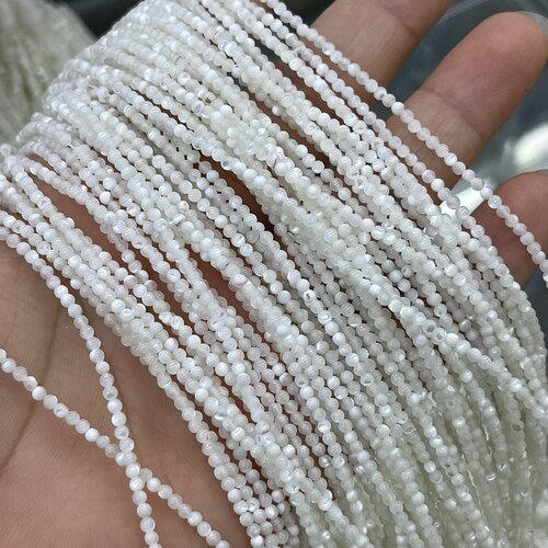 2mm天然马蹄螺贝圆珠散珠半成品手工串珠饰品配件白色闪光锁骨链