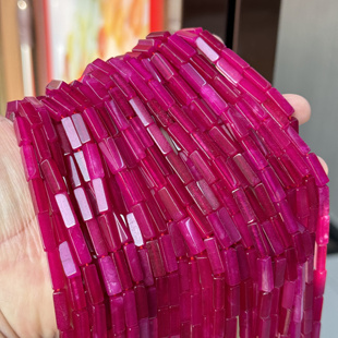 红玛瑙绿玛瑙长方珠4*13mm管珠隔珠手链散珠半成品diy饰品配