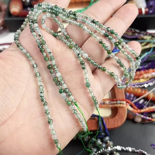 绿色草花玛瑙散珠半成品