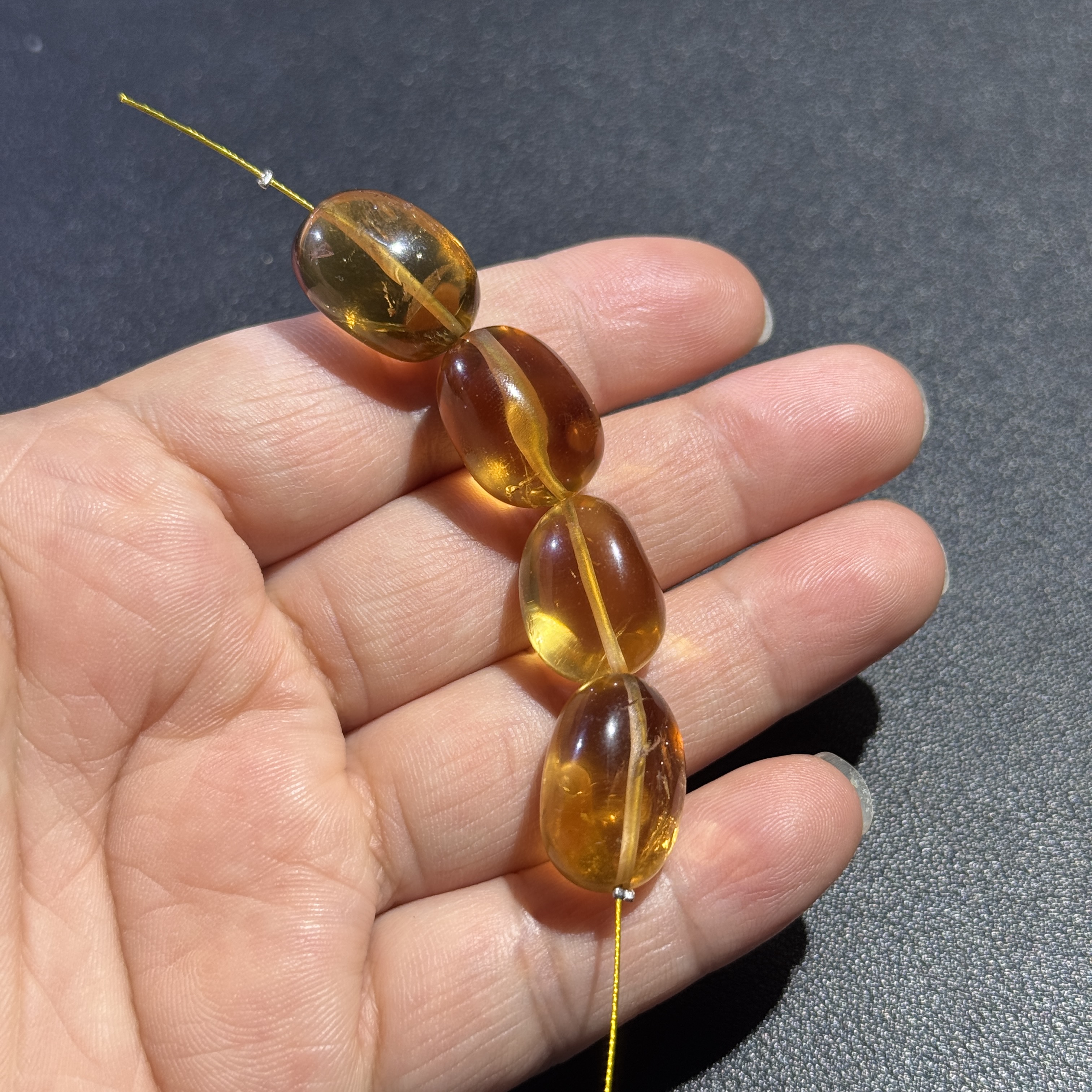 4颗打包-约13*17mm天然原矿暴力黄水晶椭圆蛋型Diy项链手链配珠孤