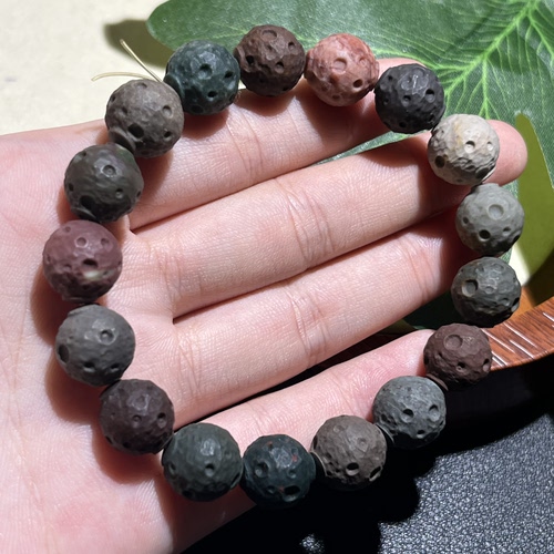 天然阿拉善玛瑙陨石星球珠约11mmDiy项链手链配珠手串