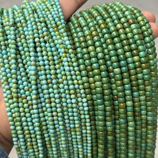 优化天然石松石圆珠老型散珠半成品DIY项链手链配珠饰品串珠蓝绿