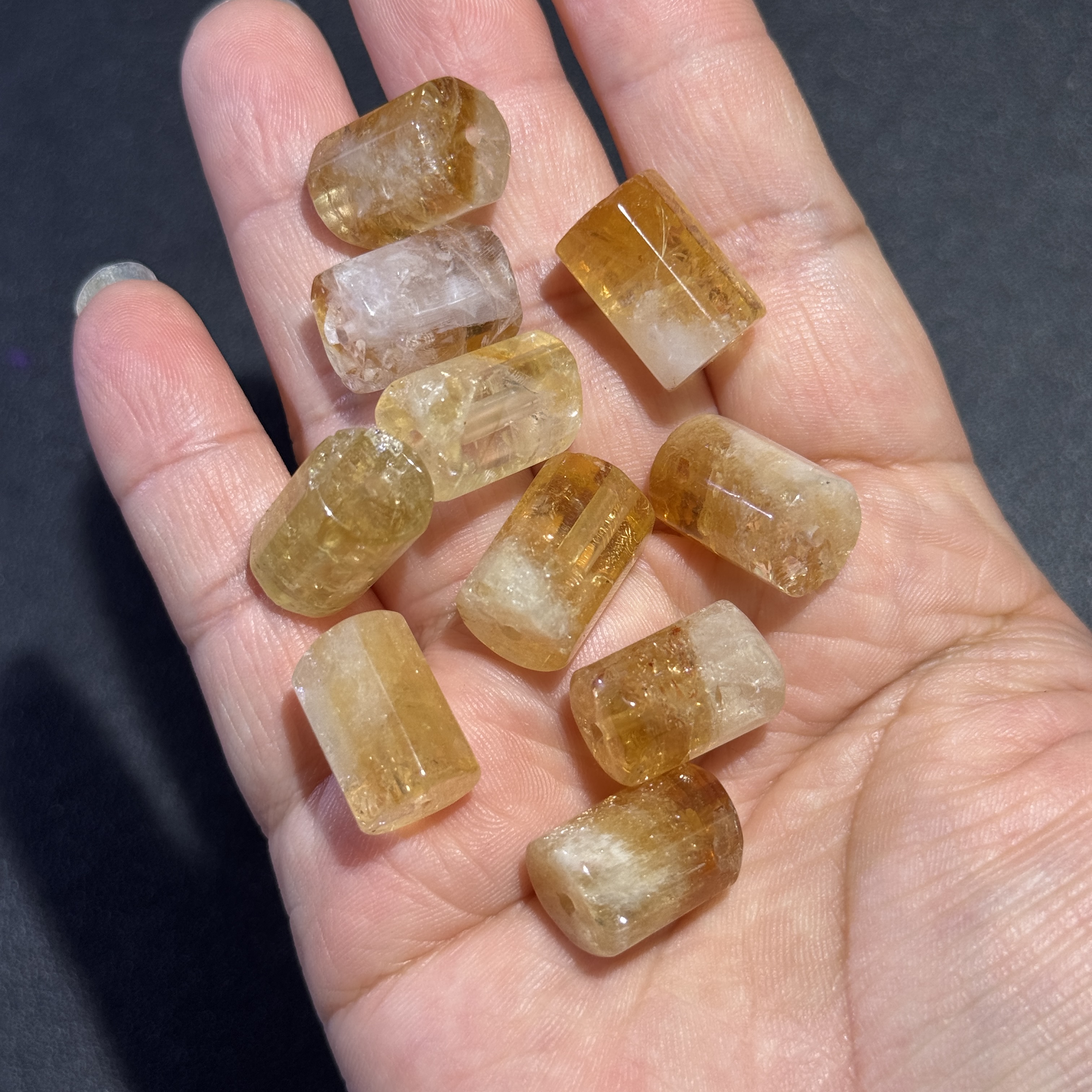 约11*16mm天然多棱黄水晶散珠有微瑕10颗打包孤品一份