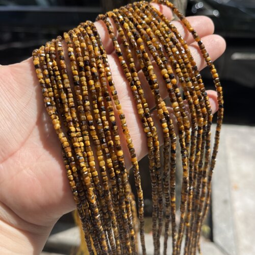 黄色虎眼石方糖散珠天然石